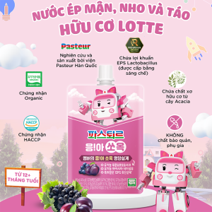 Nước Ép Mận- Nho-Táo Hữu Cơ Lotte Pasteur- 80ml- Hộp 10 gói